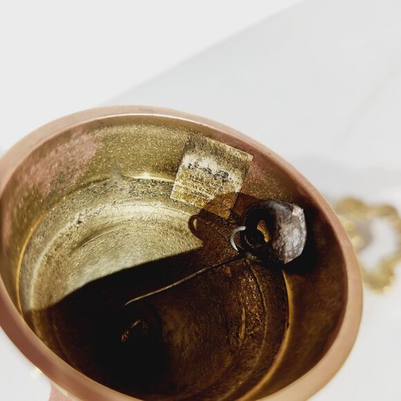 Brass Bells Hand String Plate Lot Vtg Made in India Etched MCM Decor Purple - Picture 4 of 16